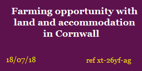 Farming opportunity with land and accommodation in Cornwall
